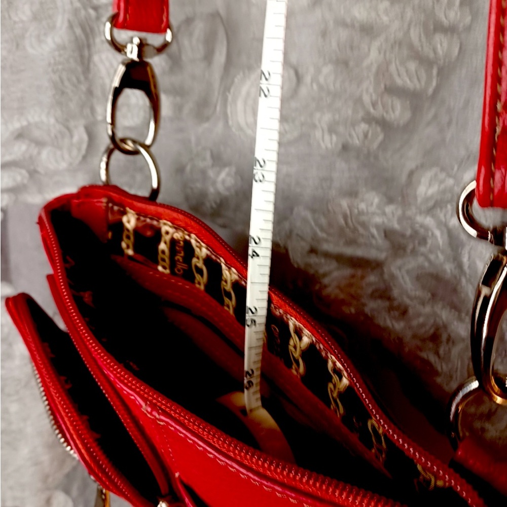 Red Tignanello leather adjustable crossbody. - Picture 9 of 10